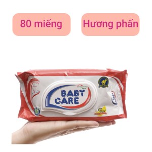 Khăn ướt em bé Baby Care hương phấn gói 80 miếng