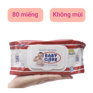 Khăn ướt em bé Baby Care không mùi gói 80 miếng