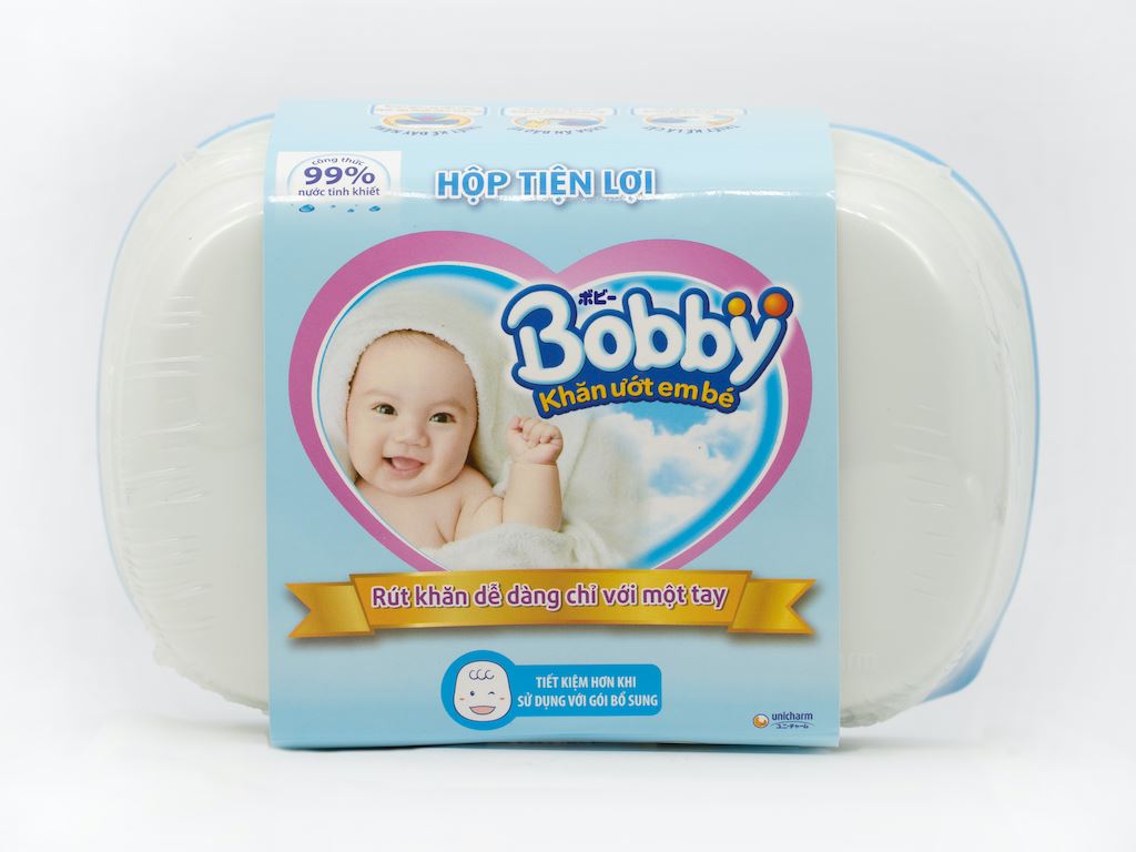 Khăn ướt em bé Bobby không mùi hộp 80 miếng 1