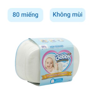 Khăn ướt em bé Bobby không mùi hộp 80 miếng