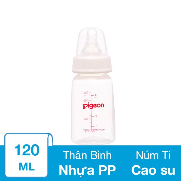 Bình Sữa Nhựa Pp Pigeon Vuông Cổ Hẹp 120 Ml (0 - 4 Tháng)