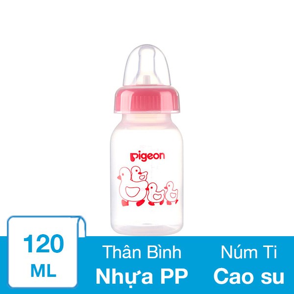 Bình sữa nhựa PP Pigeon cổ hẹp 120 ml (0 – 3 tháng)