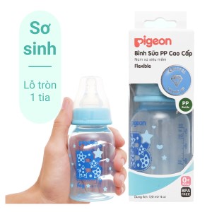 Bình sữa cho bé Pigeon cao cấp cổ hẹp 120ml (giao màu ngẫu nhiên) 0 - 4 tháng
