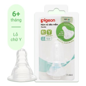 Núm vú Pigeon siêu mềm cổ hẹp size Y 6 - 9 tháng