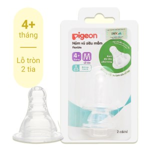 Núm vú Pigeon siêu mềm cổ hẹp size M 4 - 6 tháng