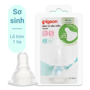 Núm vú Pigeon siêu mềm cổ hẹp size S 0 - 4 tháng
