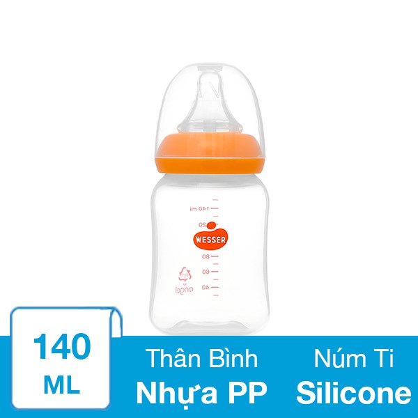 Bình sữa nhựa PP Wesser TBSPPW140 cổ hẹp 140 ml (0 – 3 tháng)