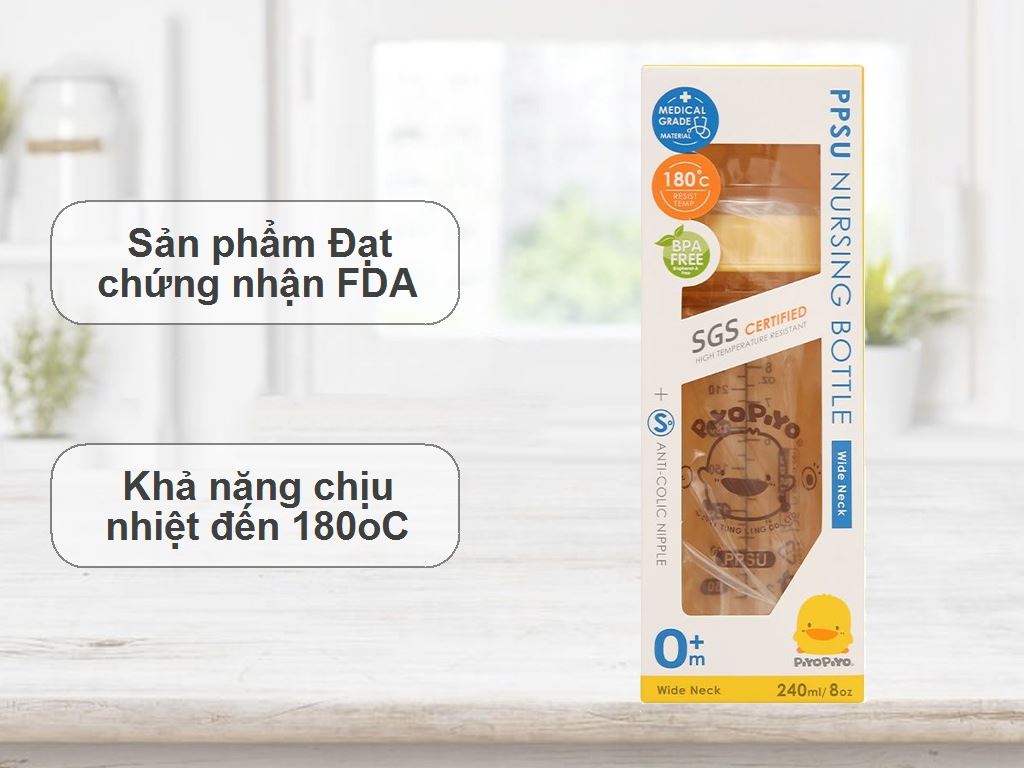 Bình sữa PPSU PIYOPIYO chống đầy hơi cổ rộng PY830505 240 ml 2