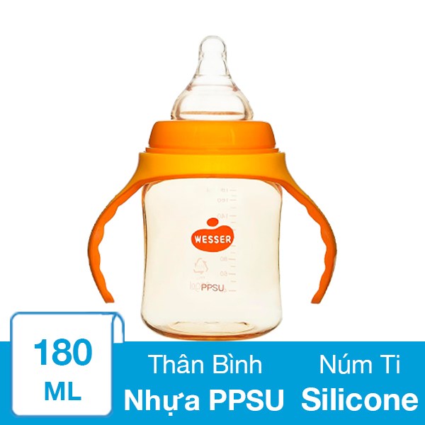 Bình Sữa Nhựa Ppsu Wesser Tbswpp180 Cổ Rộng 180 Ml (0 - 3 Tháng)