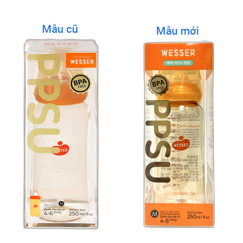 Bình sữa nhựa PPSU Wesser TBSWPP140 cổ hẹp 140 ml (0 - 3 tháng) - Giao bao bì ngẫu nhiên 27