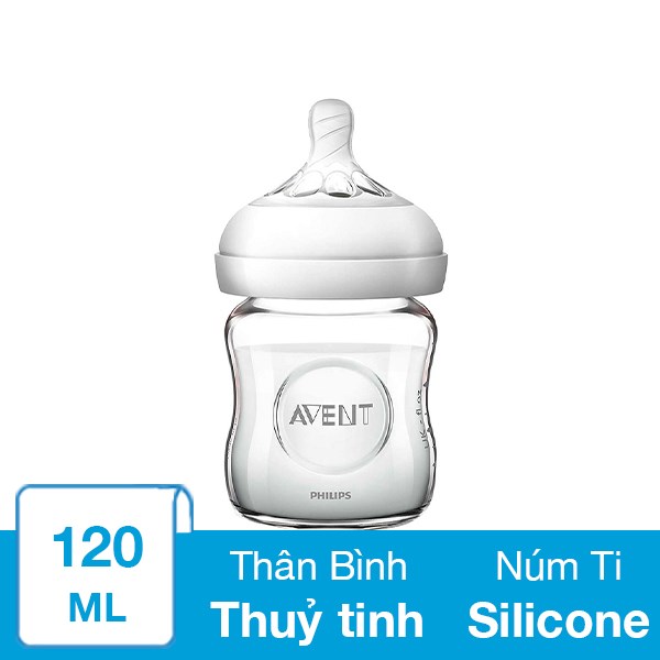 Bình sữa thuỷ tinh Philips Avent SCF671/13 cổ rộng 120 ml (0 – 1 tháng)