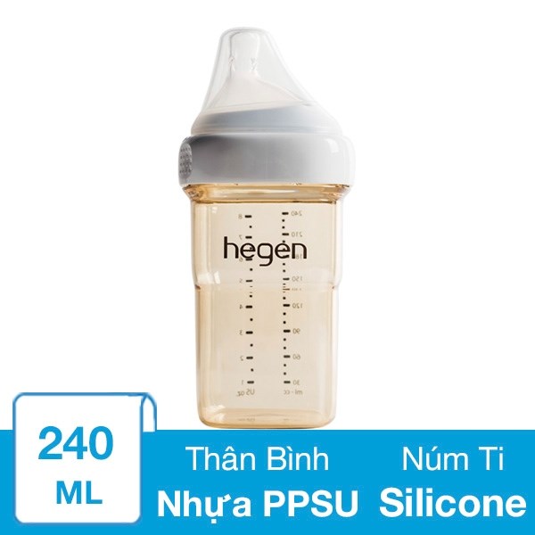 Bình sữa nhựa PPSU Hegen cổ rộng 240 ml (3 – 6 tháng)