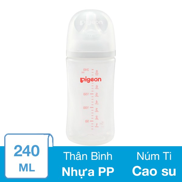 Bình Sữa Nhựa Pp Pigeon Softouch Plus Wn3 Cổ Rộng 240 Ml (Từ 3 Tháng)