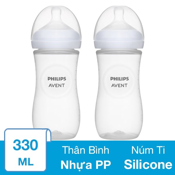 Combo 2 Bình Sữa Nhựa Pp Philips Avent Scy906/02 Cổ Rộng 330 Ml (3 - 6 Tháng)