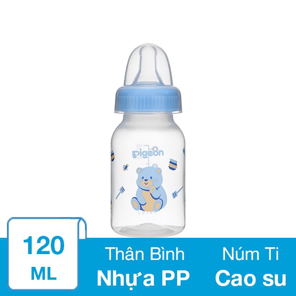 Bình Sữa Nhựa Pp Pigeon Cổ Hẹp 120 Ml - Hình Gấu (Từ 4.5 Tháng)