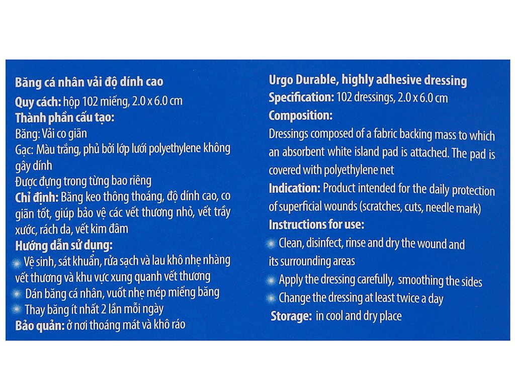 Băng cá nhân Urgo Durable màu da 102 miếng 6