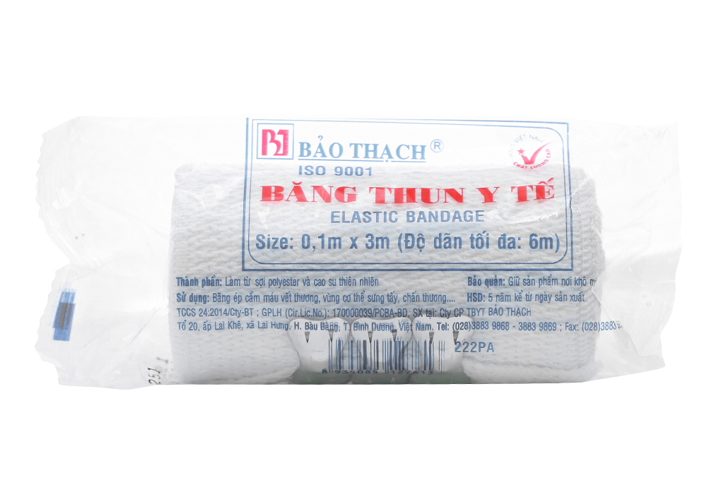 Băng thun y tế 3 móc Bảo Thạch (0.1m x 3m)