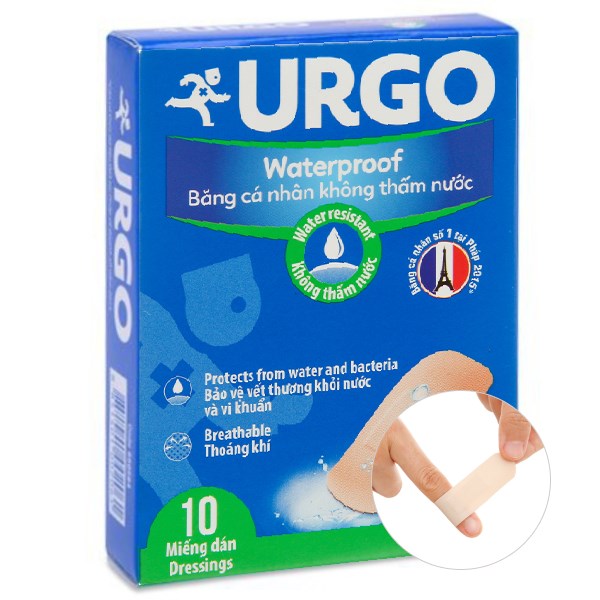 Băng cá nhân không thấm nước Urgo Waterproof (2cm x 7.2cm) hộp 10 miếng