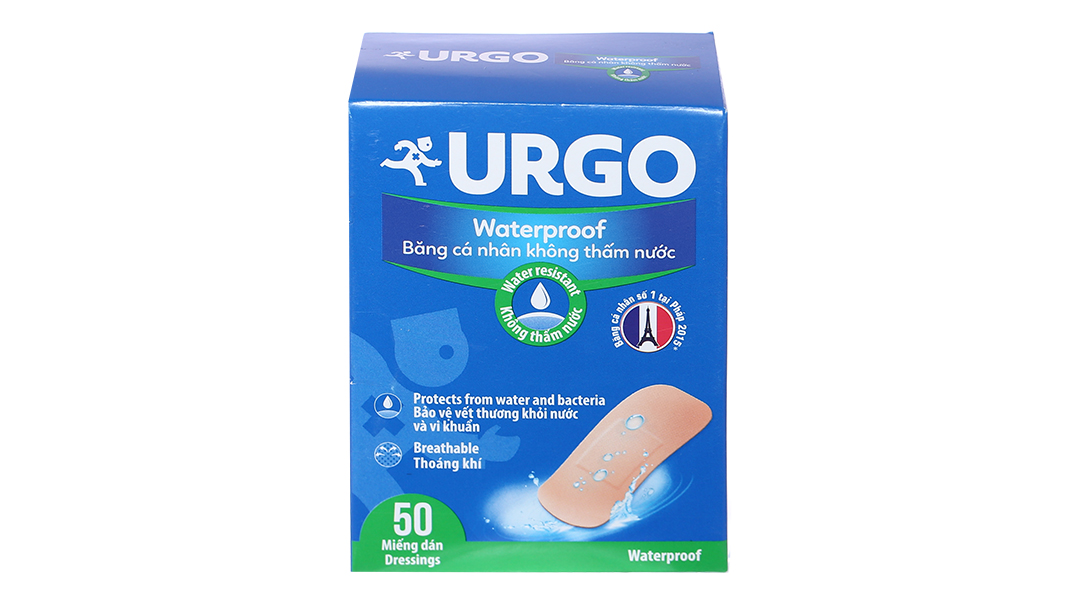 Băng cá nhân không thấm nước Urgo Waterproof (2 x 7.2cm)