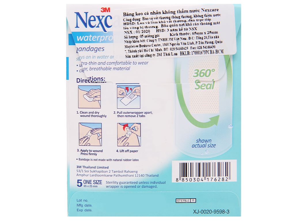 Băng cá nhân chống thấm nước Nexcare chống thấm 5 miếng (65x25mm) 3