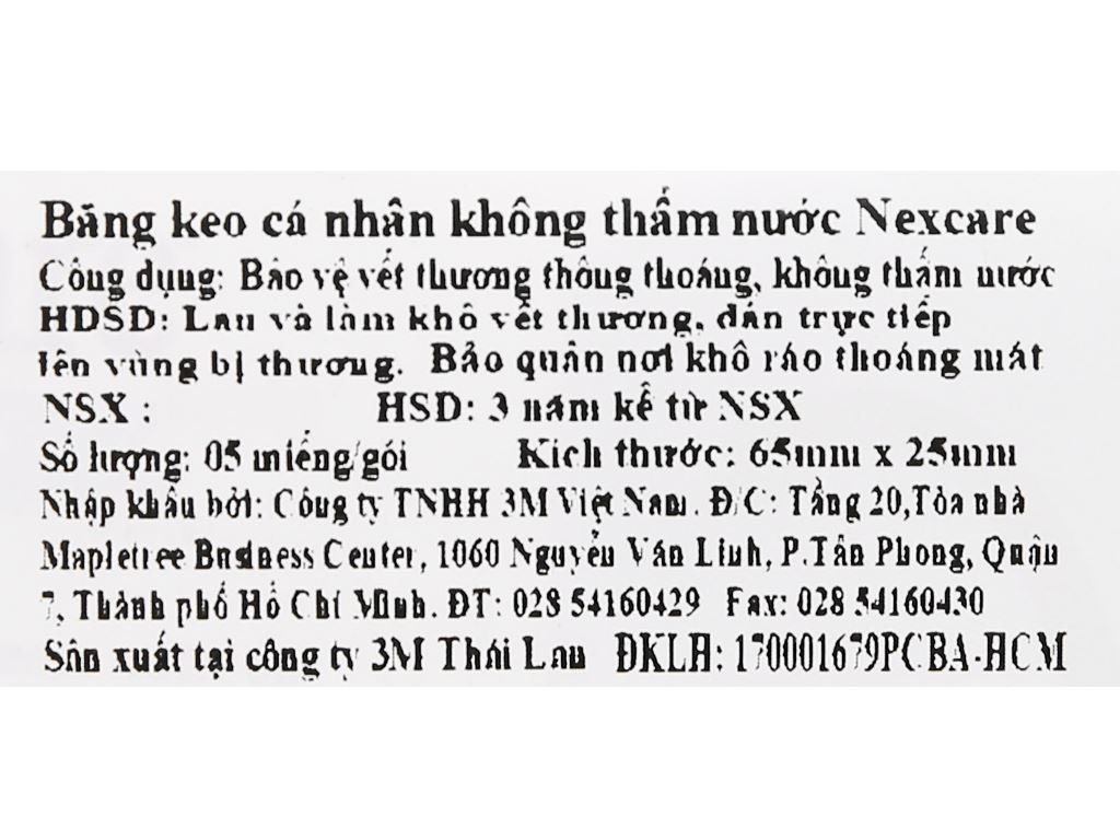 Băng cá nhân chống thấm nước Nexcare chống thấm 5 miếng (65x25mm) 8
