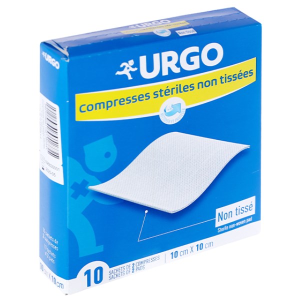 Urgo Compresses Stériles Non Tissé 10 x 10cm 10 sachets de 2 compresses