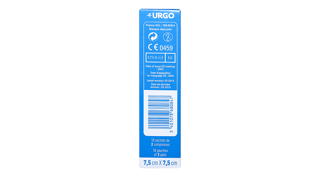 Urgo Compresses Stériles 7,5 x 7,5 cm 50 Sachets de 2 Compresses