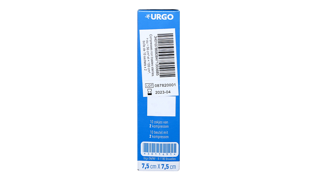 Urgo Compresses Stériles 7,5 x 7,5 cm 50 Sachets de 2 Compresses