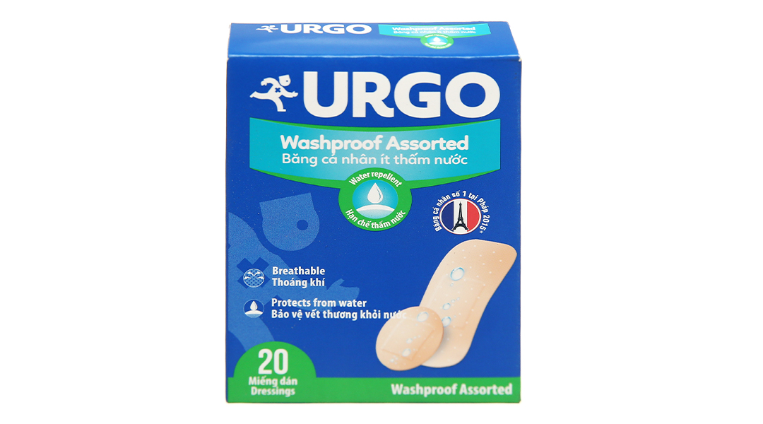Băng cá nhân ít thấm nước Urgo Washproof Assorted