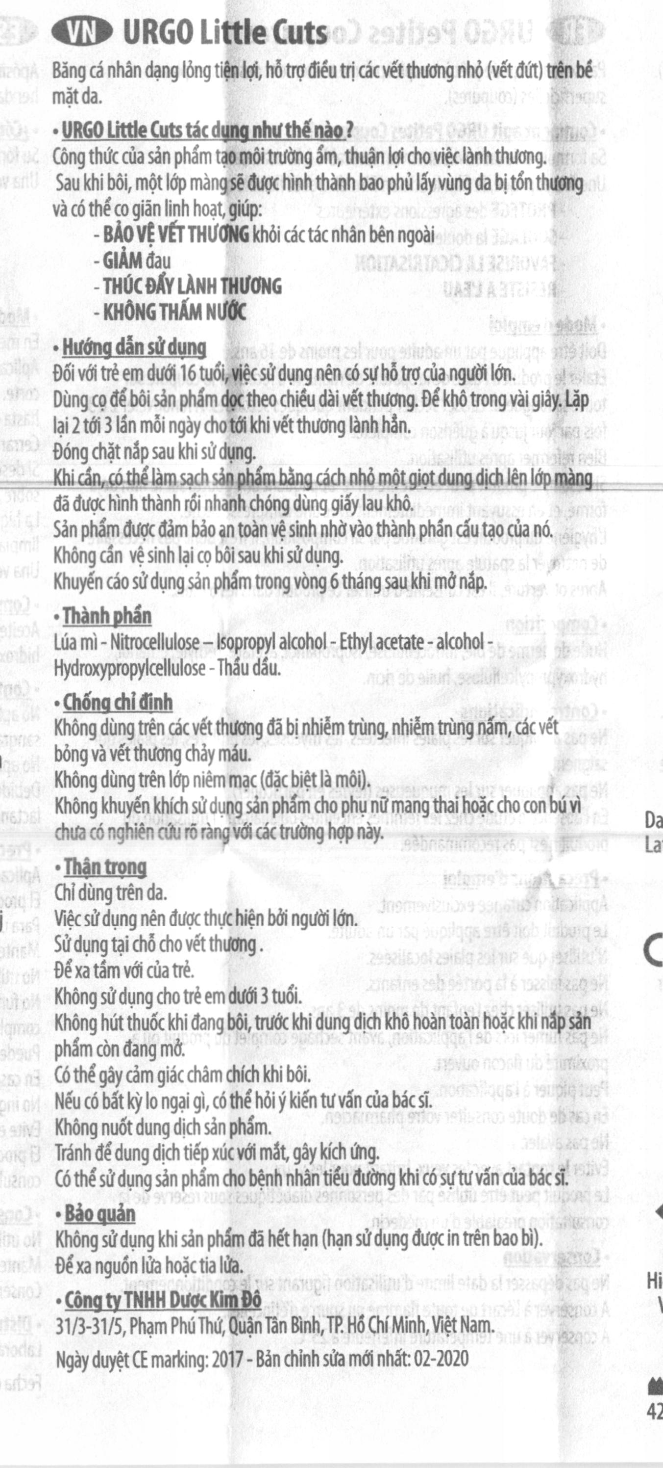 Băng cá nhân dạng lỏng Urgo Little cuts Filmogel