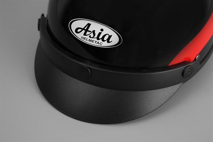 Mũ 1/2 size M Asia MT-105 đen đỏ Màu Đen - Đỏ