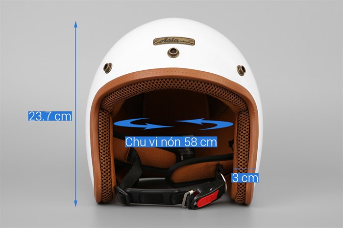 Mũ 3/4 size L Asia MT-124 trắng Màu Trắng