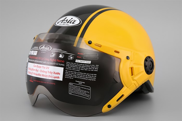 Mũ 1/2 size L Asia MT-114KC đen vàng Màu Đen - Vàng