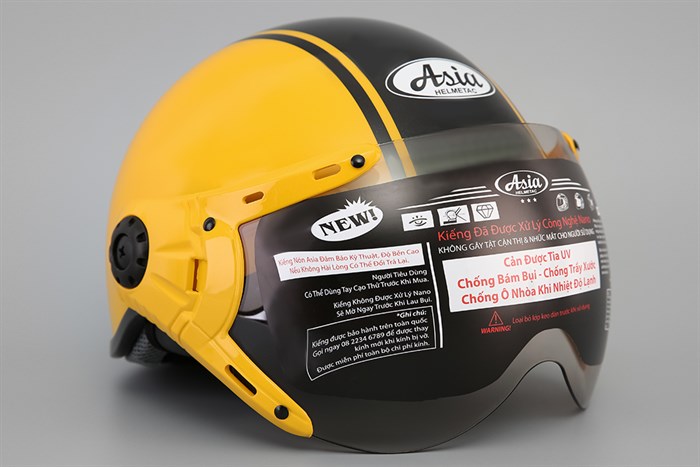 Mũ 1/2 size L Asia MT-114KC đen vàng Màu Đen - Vàng