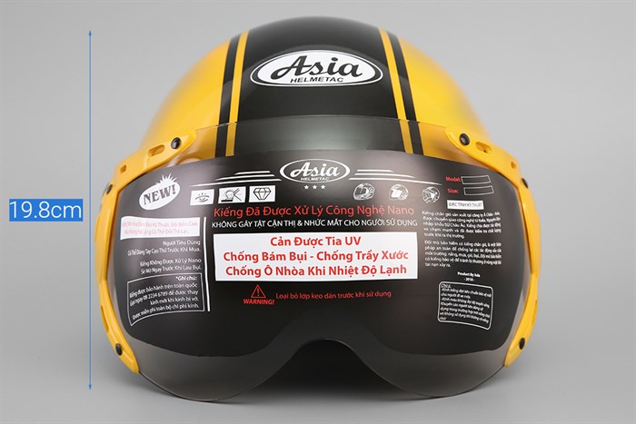 Mũ 1/2 size L Asia MT-114KC đen vàng Màu Đen - Vàng