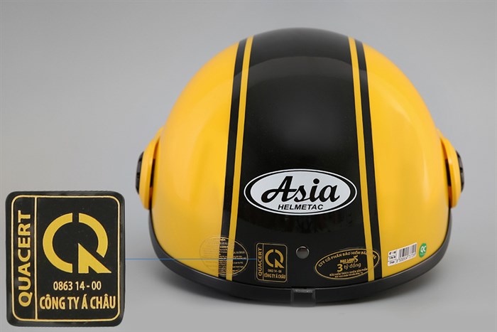 Mũ 1/2 size L Asia MT-114KC đen vàng Màu Đen - Vàng