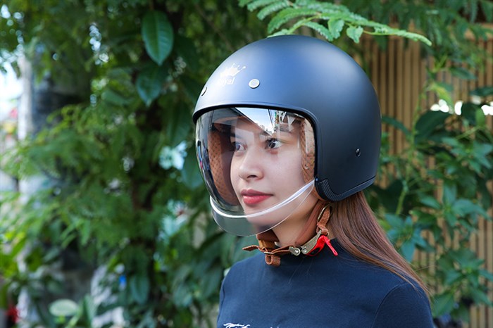 Mũ 3/4 size XL Royal M139 đen Màu Đen