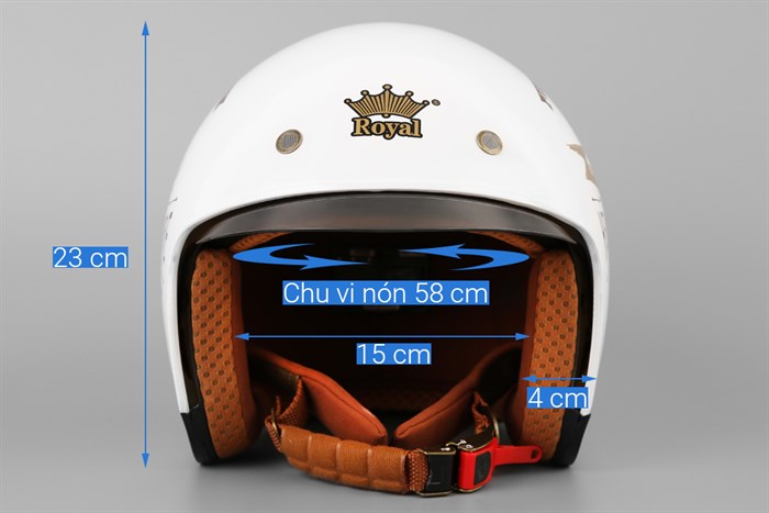 Mũ bảo hiểm 3/4 có kính size XL Royal M139 Trắng Màu Trắng