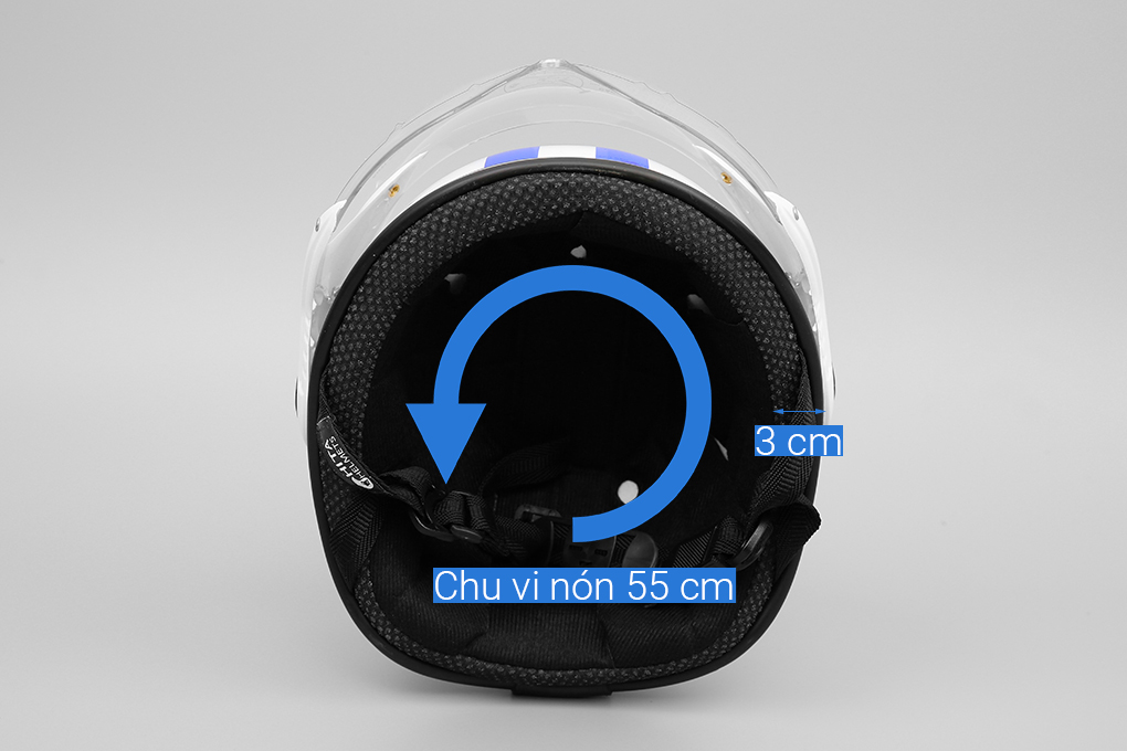 Mũ 1/2 Chita CT33(K) GP trắng xanh