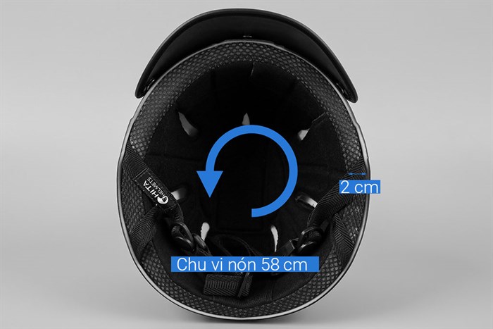 Mũ 1/2 size L Chita CT31 đen Màu Đen