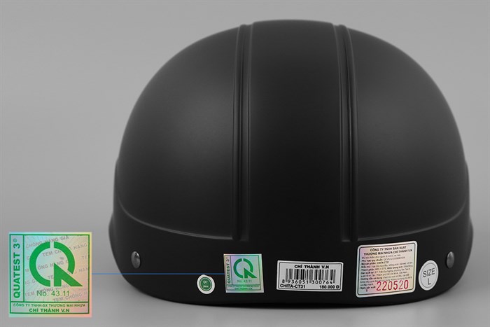 Mũ 1/2 size L Chita CT31 đen Màu Đen