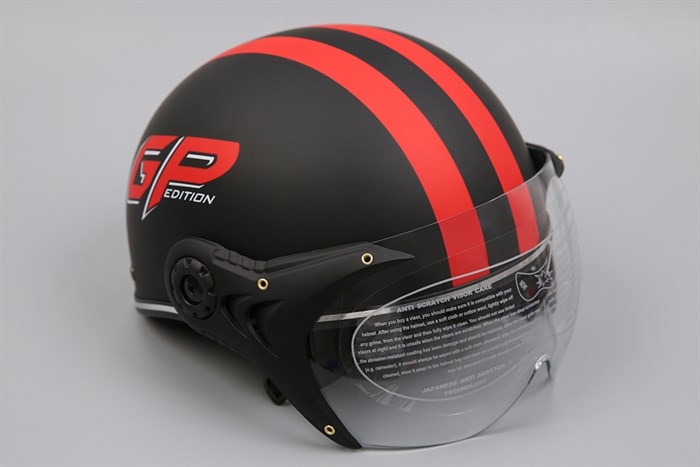 Mũ 1/2 Chita CT6B1(K) GP đen đỏ Màu Đen - Đỏ