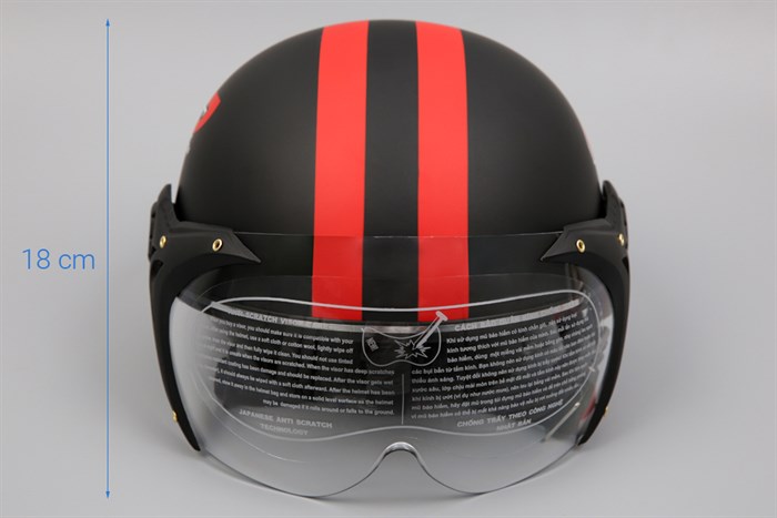 Mũ 1/2 Chita CT6B1(K) GP đen đỏ Màu Đen - Đỏ