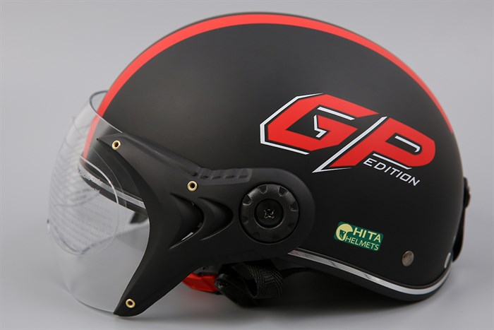 Mũ 1/2 Chita CT6B1(K) GP đen đỏ Màu Đen - Đỏ