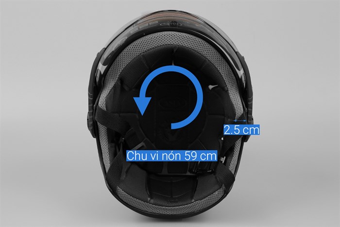 Mũ 1/2 size L Asia MT-117K đen Màu Đen