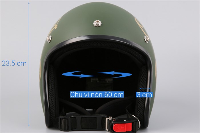 Mũ 3/4 size XL Asia MT-124 xanh rêu Màu Xanh rêu