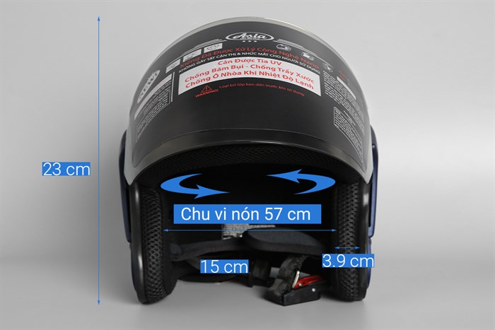 Mũ 3/4 size L Asia MT-115 xanh đen Màu Xanh đen