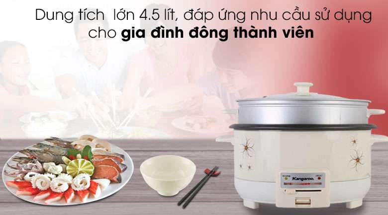 Dung tích - Nồi lẩu điện Kangaroo KG272 4.5 lít