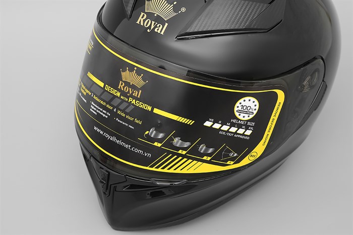 Mũ fullface Size XL Royal M138B đen Màu Đen