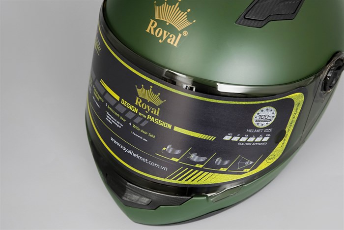 Mũ fullface Size XL Royal M136 xanh rêu Màu Xanh rêu